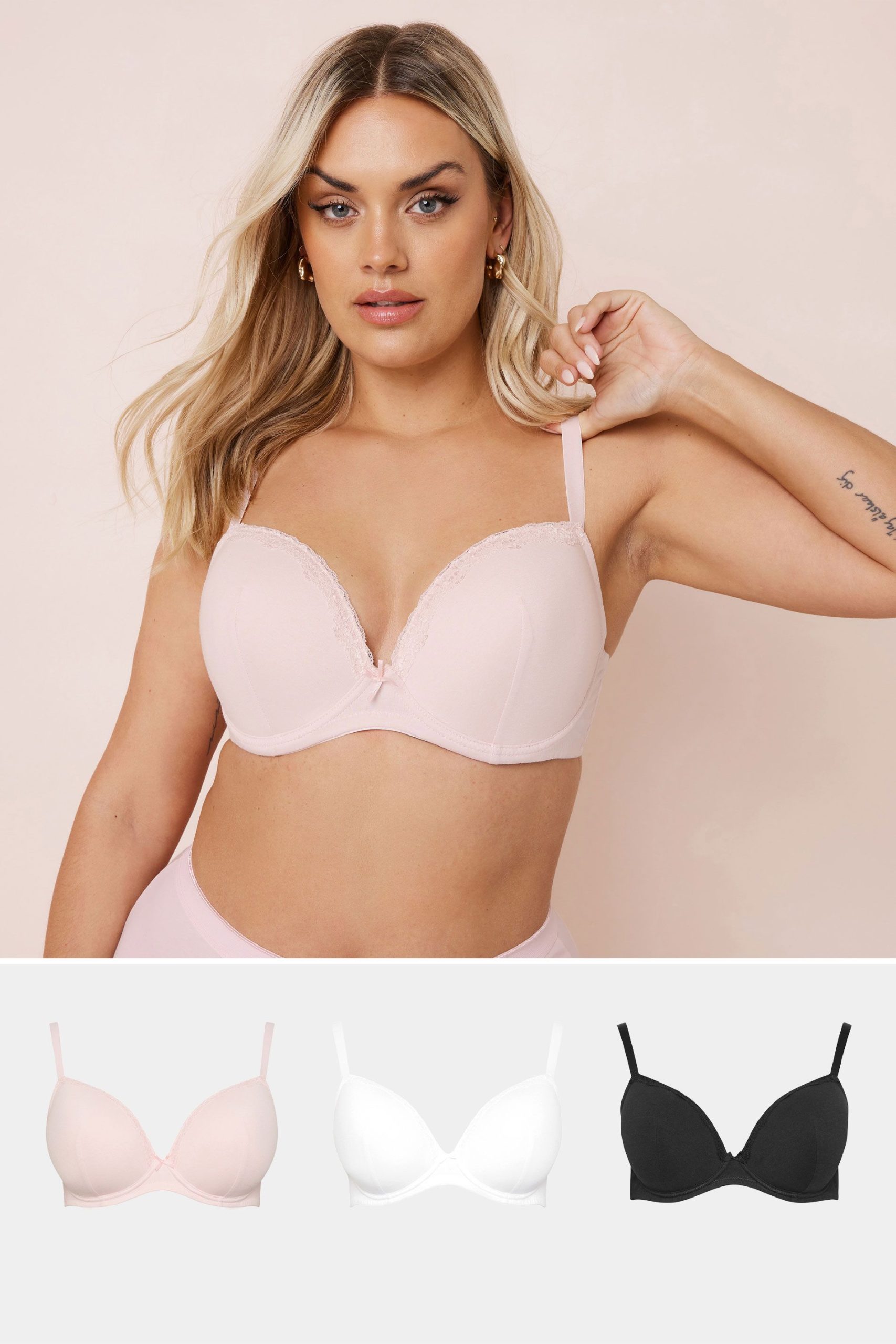 3 Pack Padded Lace Bras