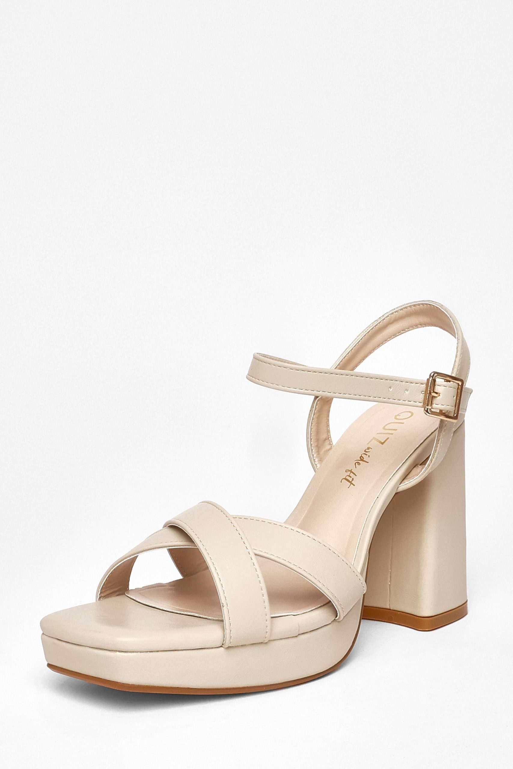 Nude Wide Fit Platform Heels