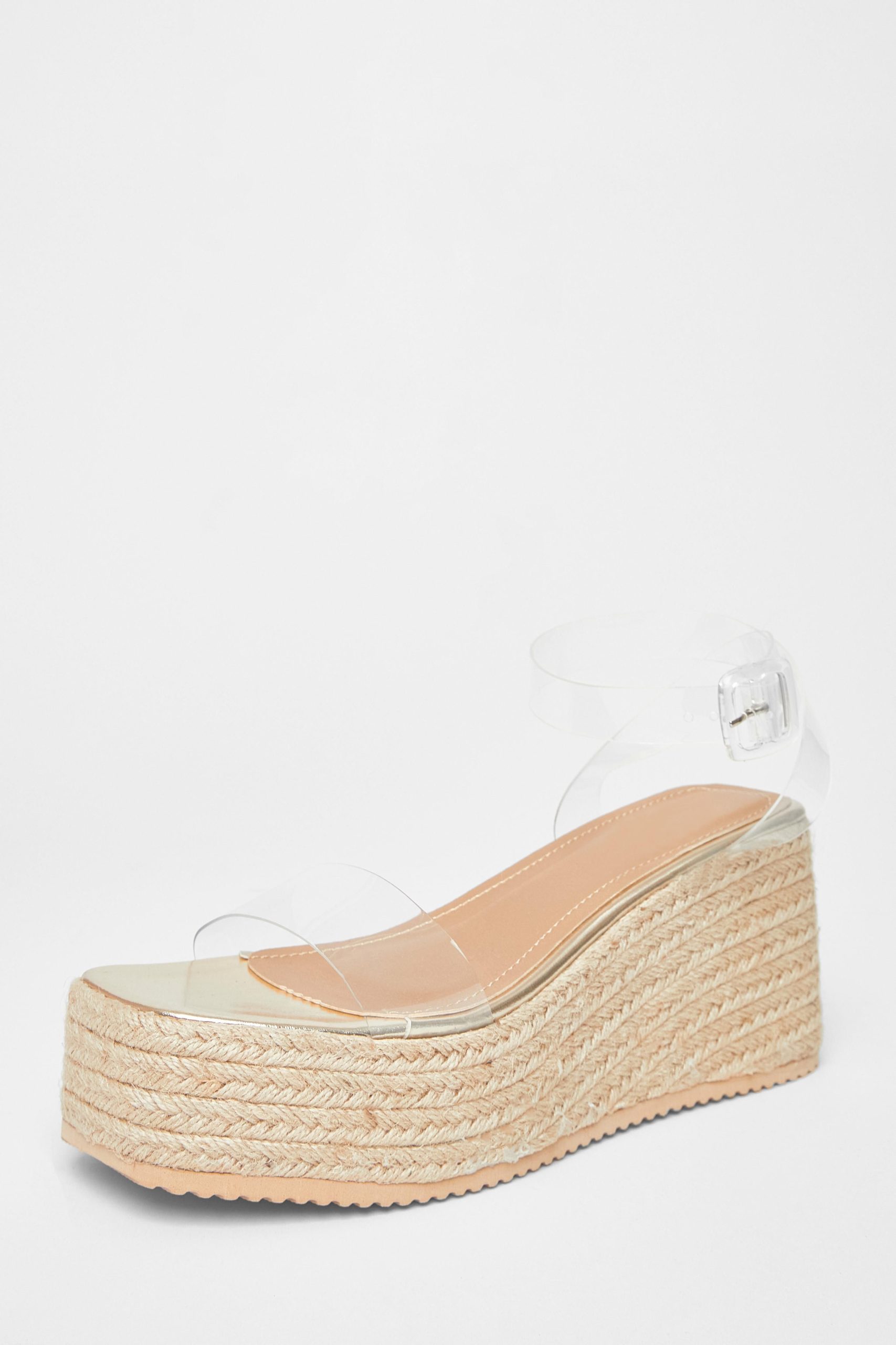 Gold Clear Strap Wedges