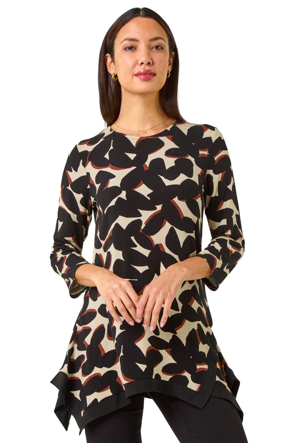 Abstract Print Hanky Hem Tunic