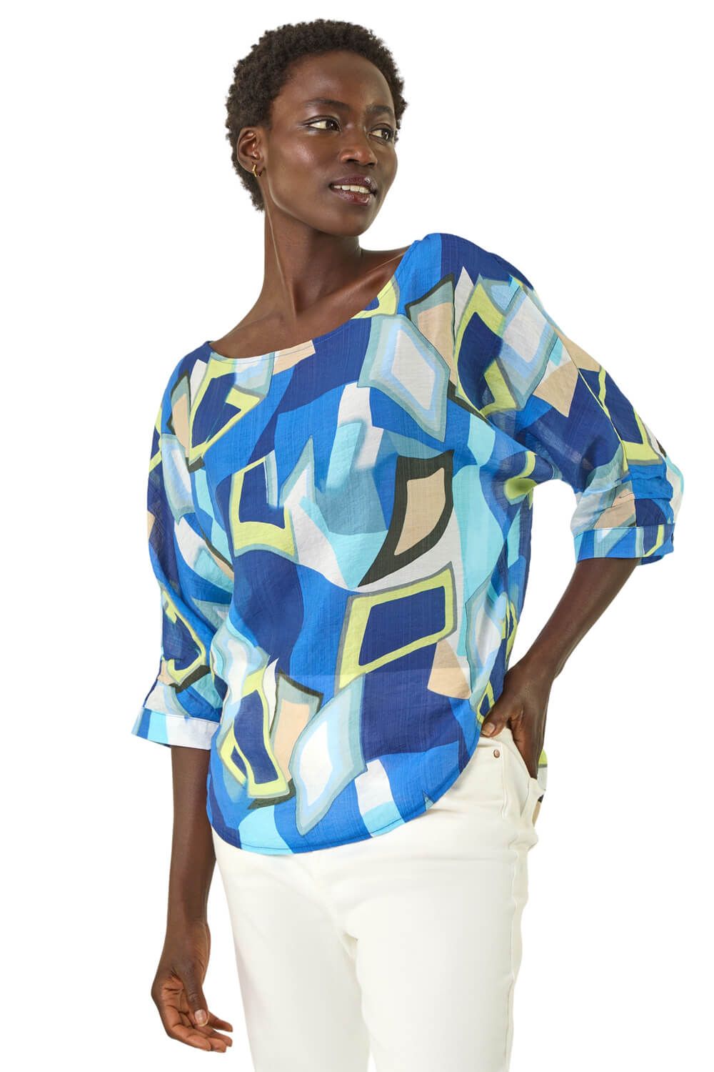 Abstract Print Stretch Top