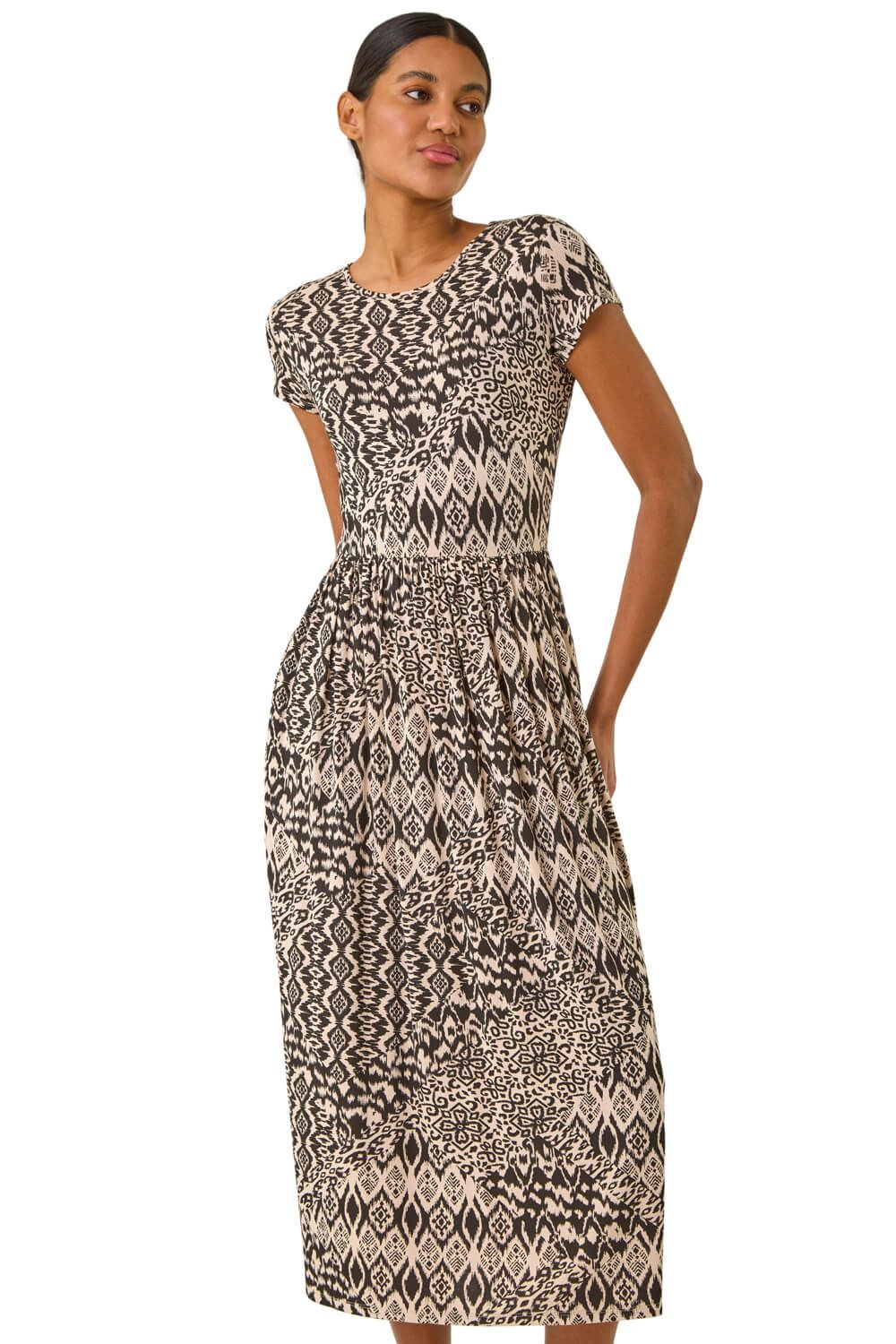 Abstract Print Midi Dress