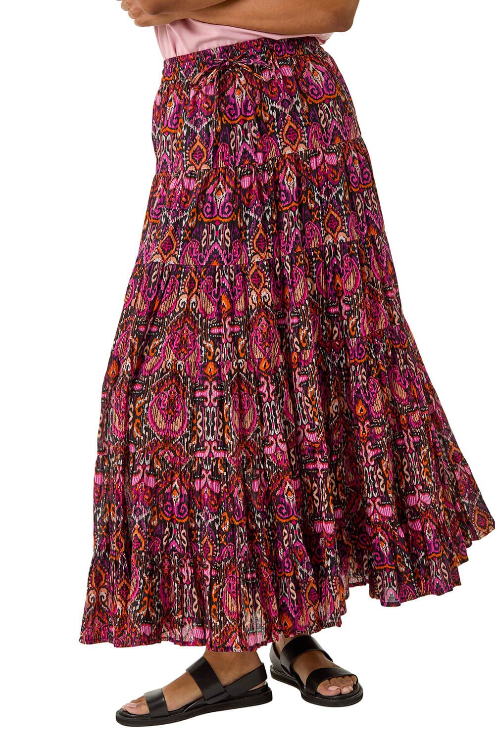 Abstract Print Tiered Skirt