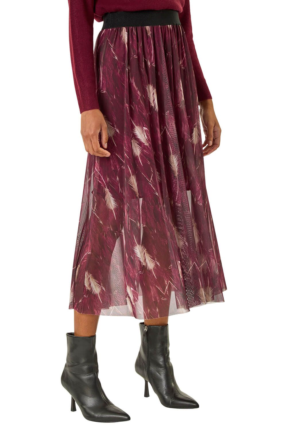 Abstract Print Mesh Overlay Skirt