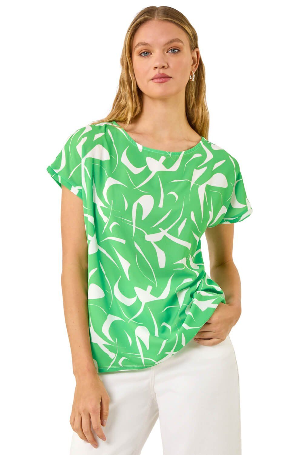 Abstract Print Stretch T-Shirt