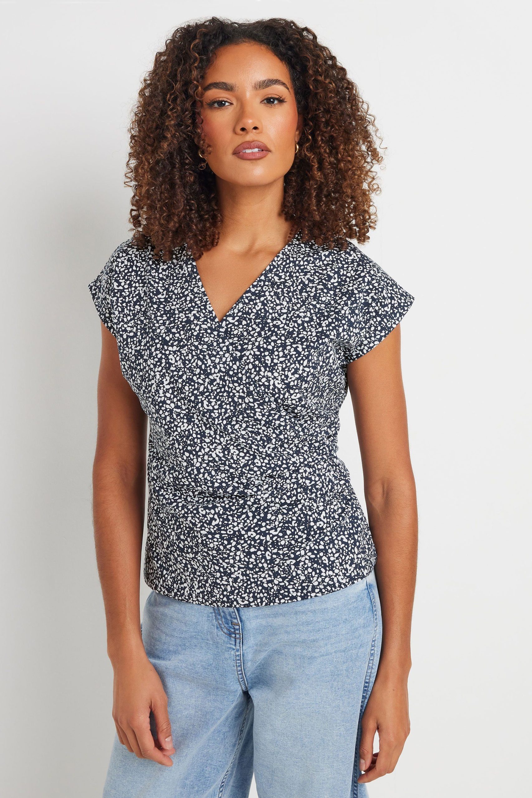 Spot Print Wrap Top