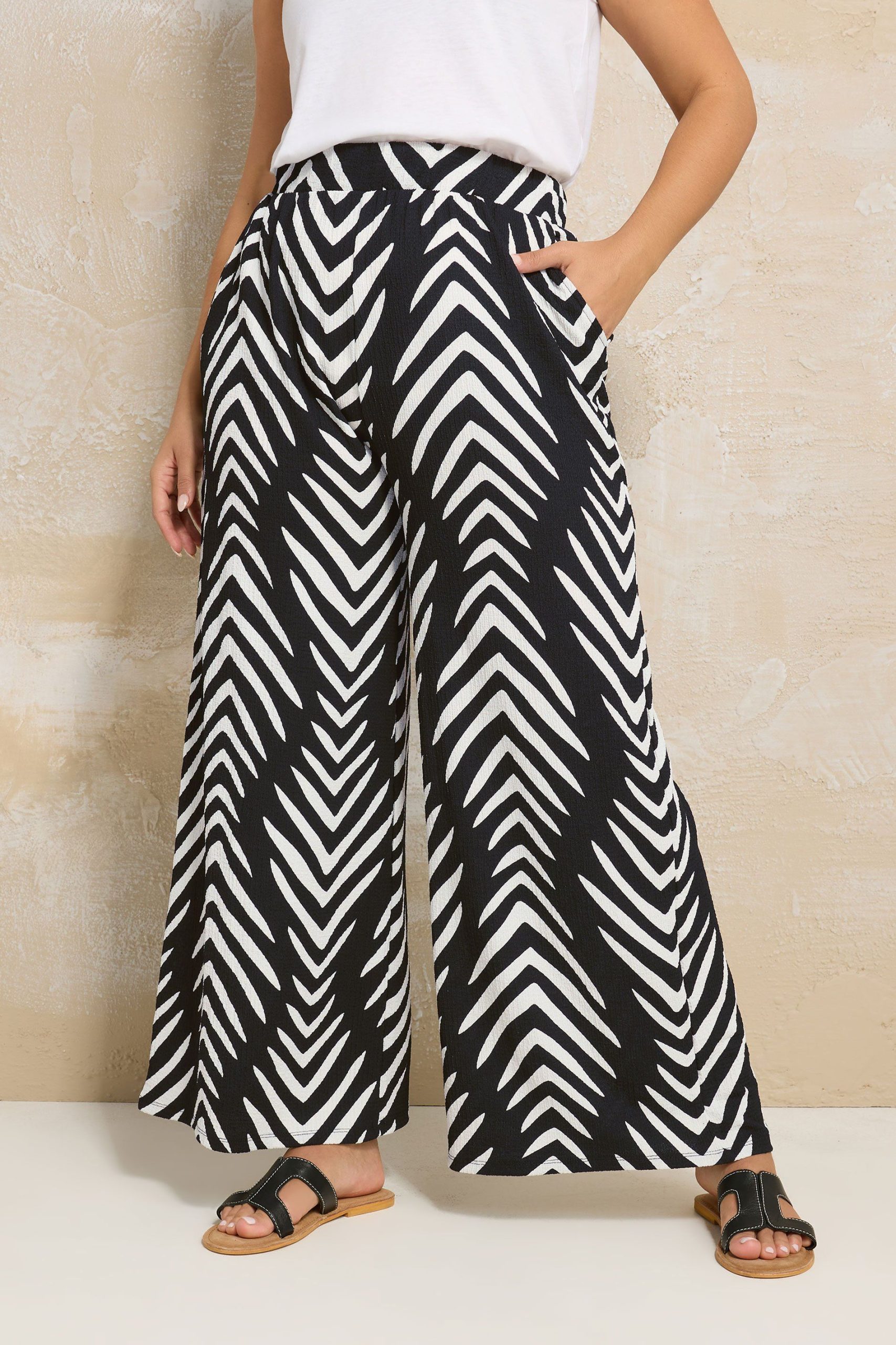 Abstract Print Wide Leg Trousers