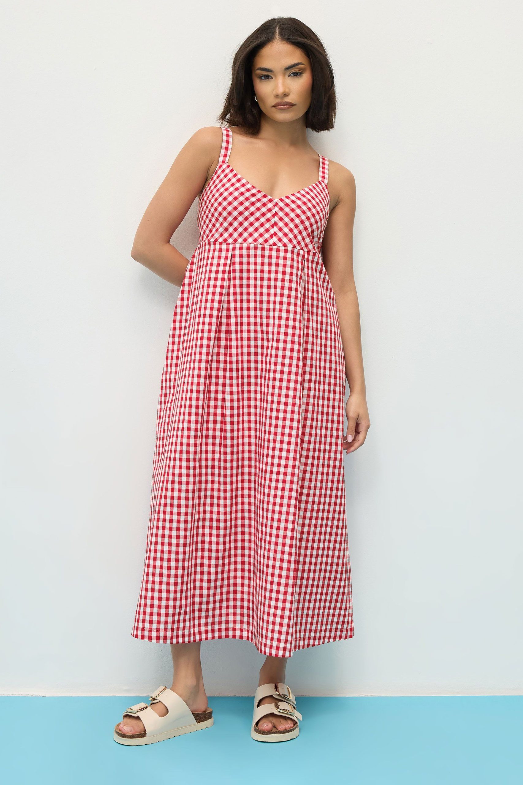Petite Gingham Midi Dress