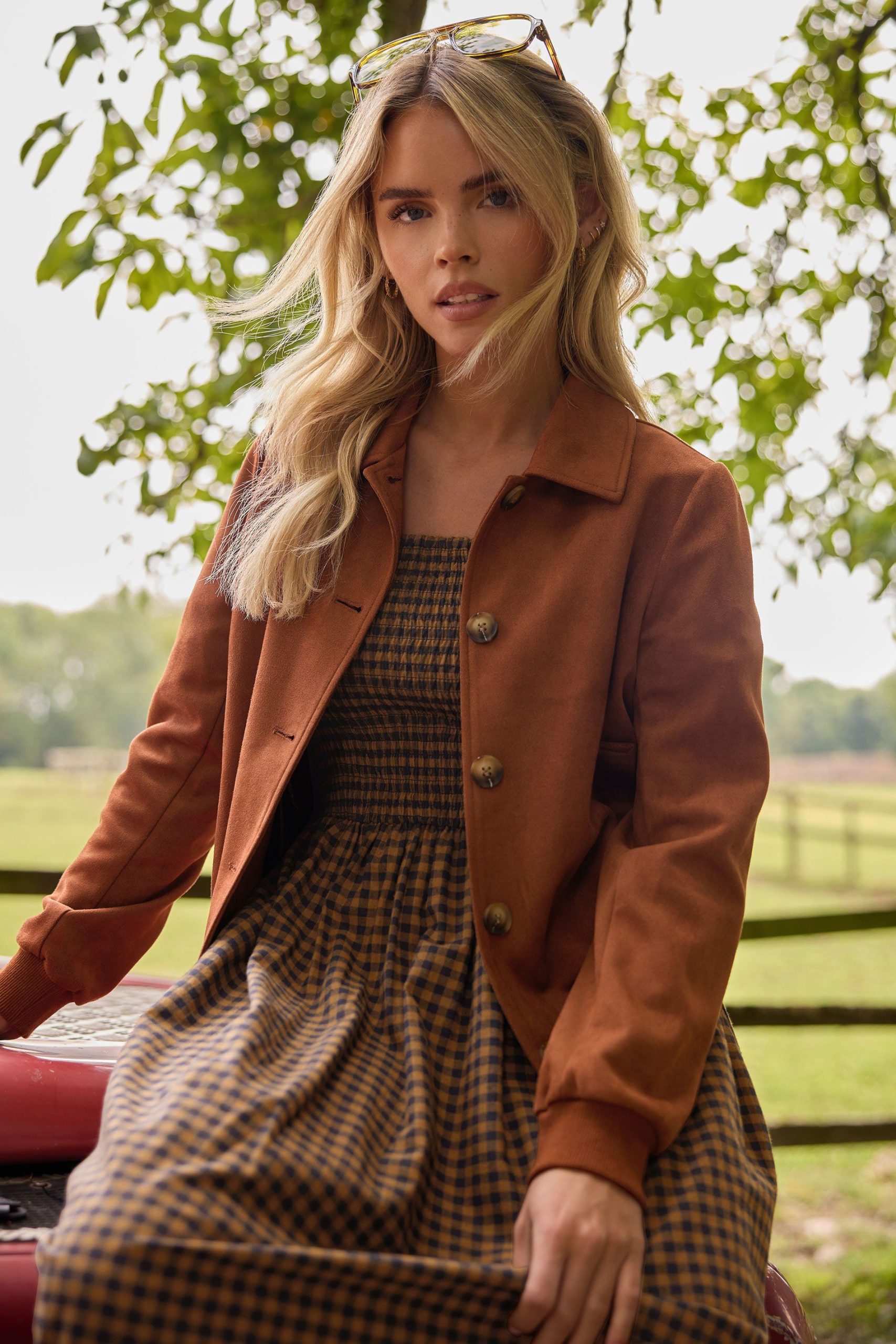 Petite Suedette Collar Bomber Jacket