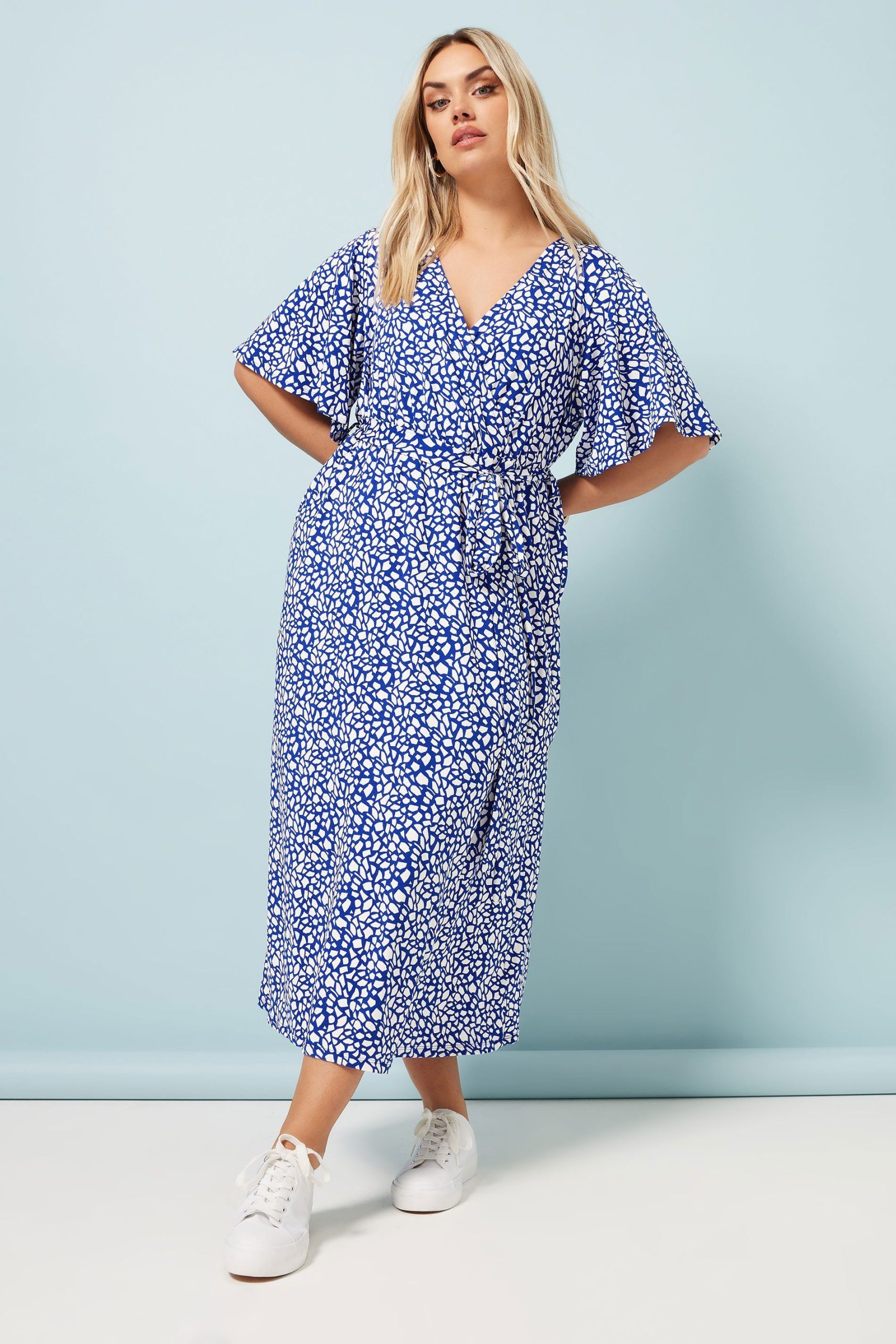 Abstract Print Wrap Midaxi Dress