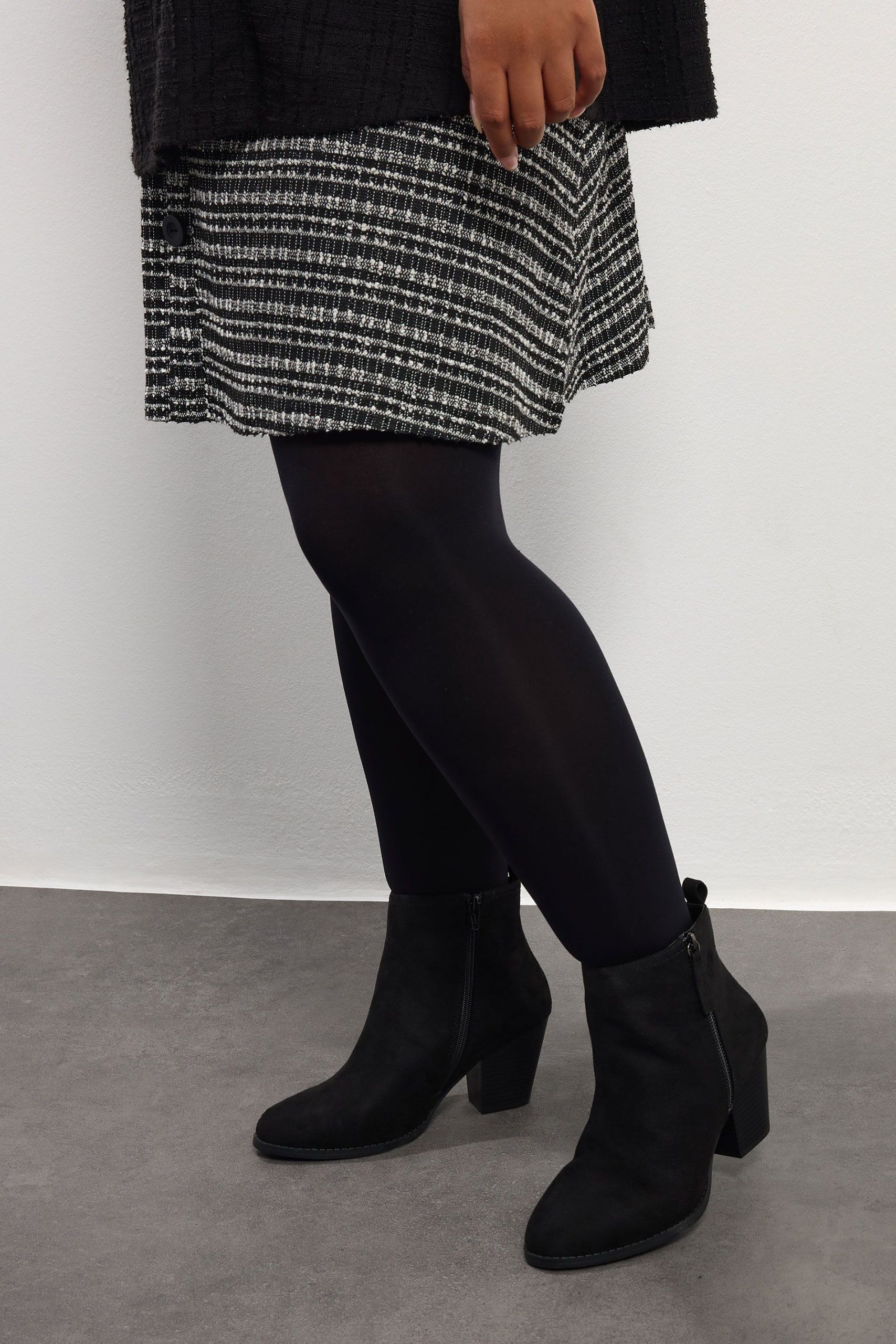 Faux Suede Block Heel Boots