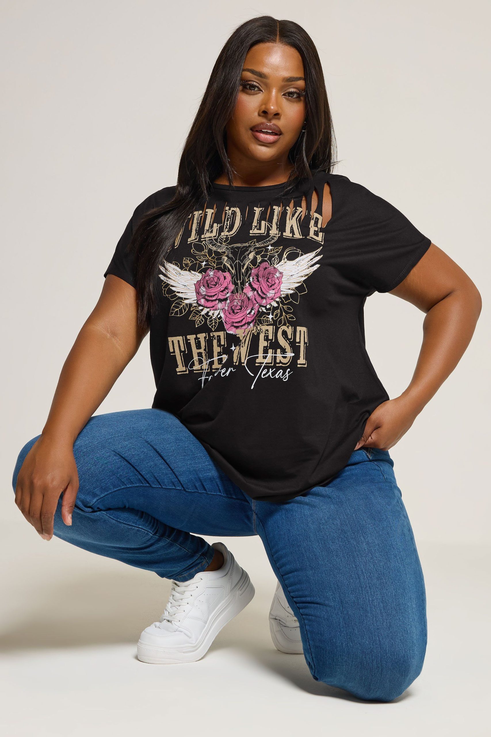 'Wild West' Laser Cut Slogan T-Shirt