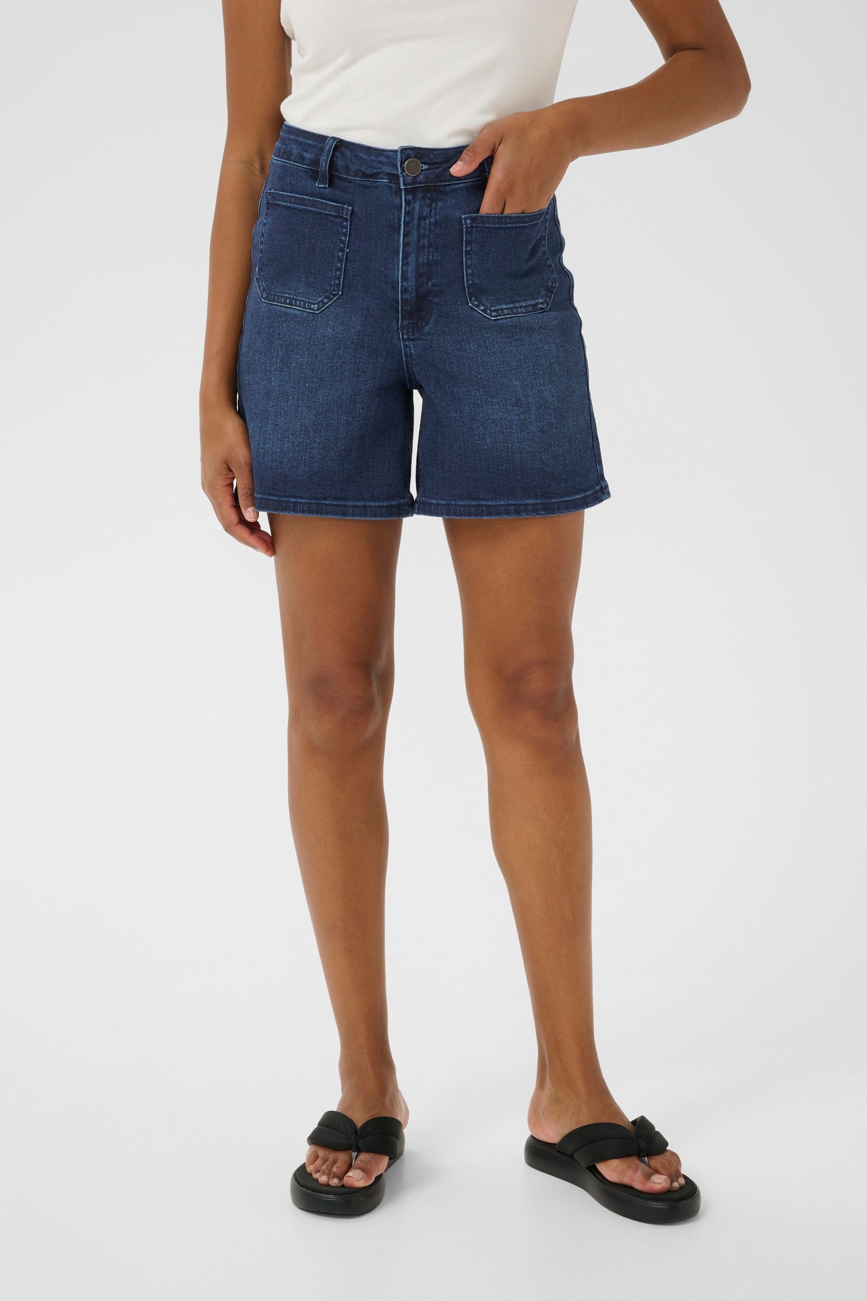 KAkarla High Waisted Denim Shorts Plain