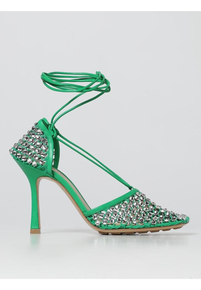 Mesh LaceUp Crystal Pumps- Green Heels