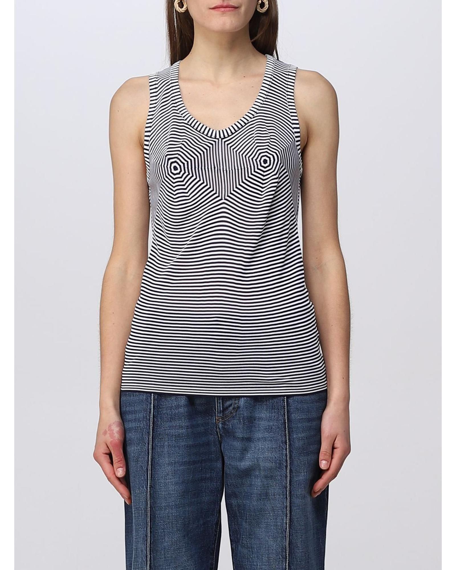 Optical Illusion Striped Tank Top- Blue
