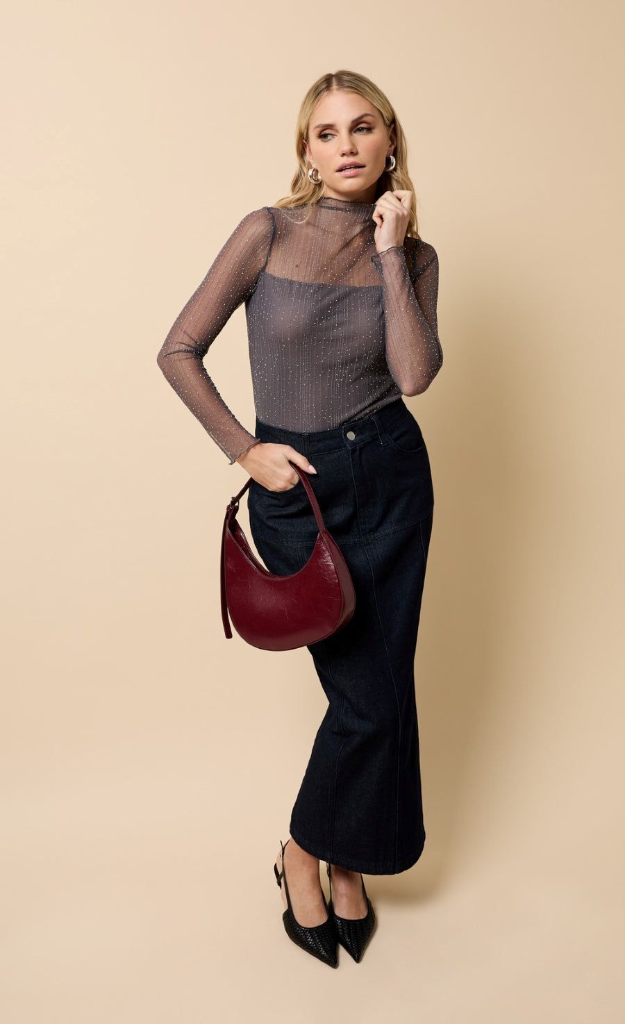 Indigo Denim Midaxi Skirt