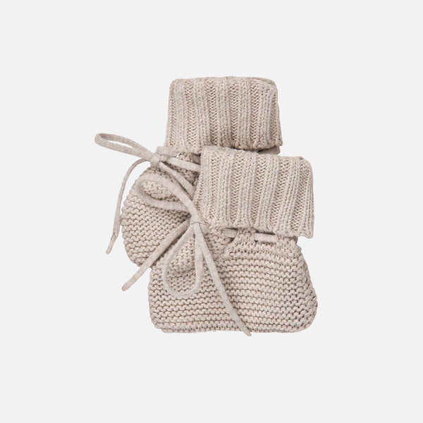 Baby Cotton Booties - Taupe Melange