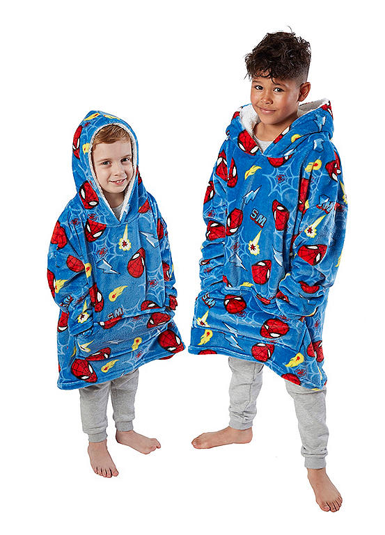 Marvel Spiderman Webs Wearable Hooded Fleece Blanket