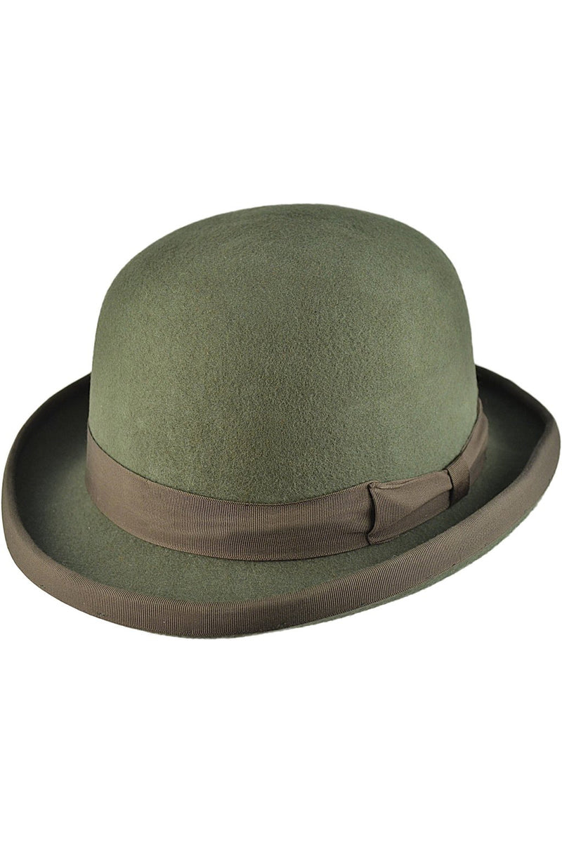 Olive Green Wool Felt Steampunk Bowler Hat