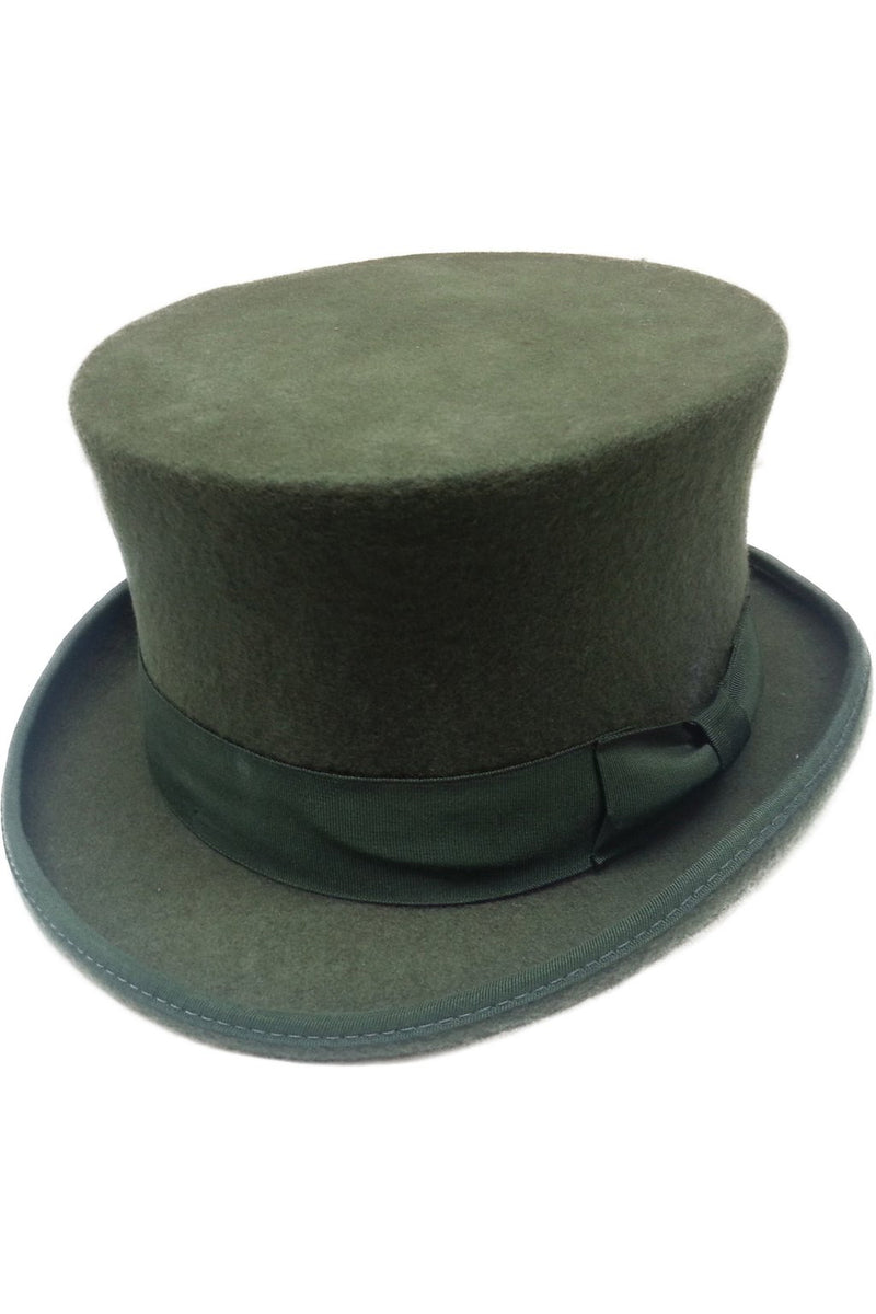 Olive Green Wool Felt Steampunk Top Hat