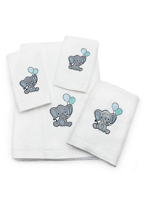 Peggy Wilkins Bertie Elephant Embroidered 100% Cotton Towel Range