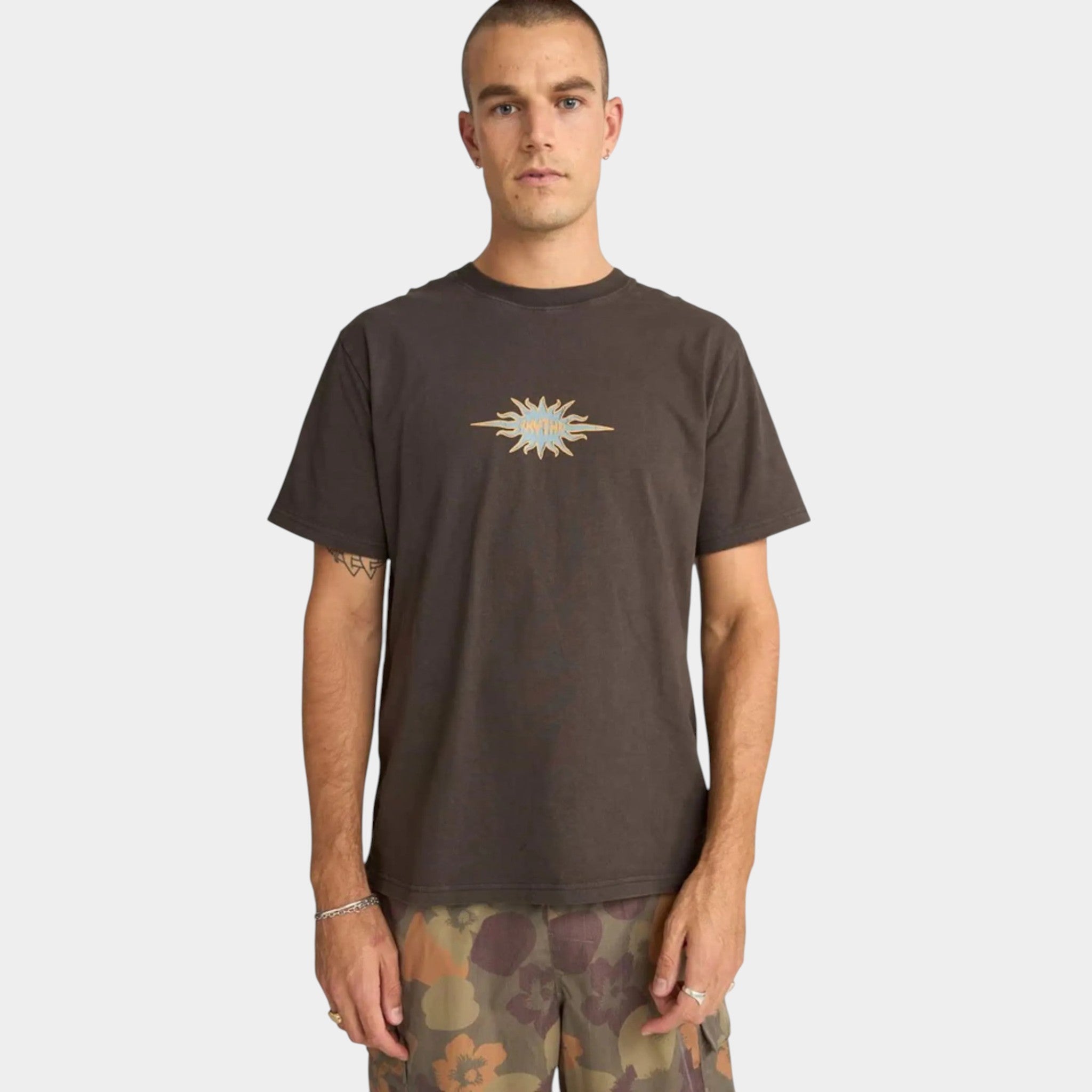 Rhythm Flame Printed Vintage T-shirt - Black