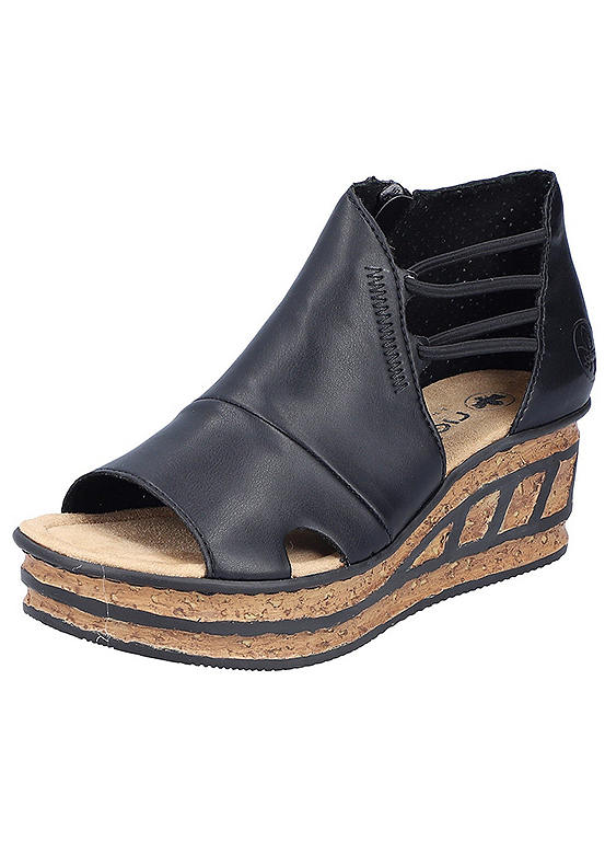 Rieker Zip Detail Wedge Sandals