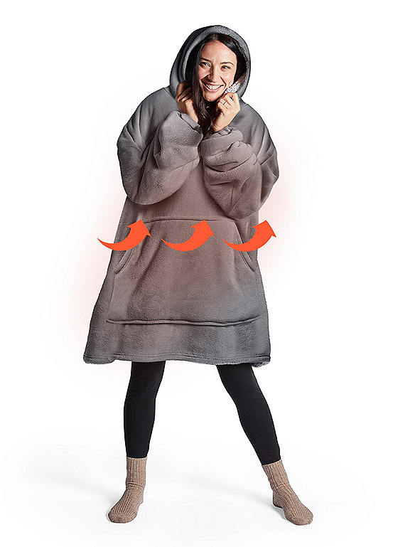 Silentnight Heat Genie Self Heating Oversized Fleece Hooded Blanket