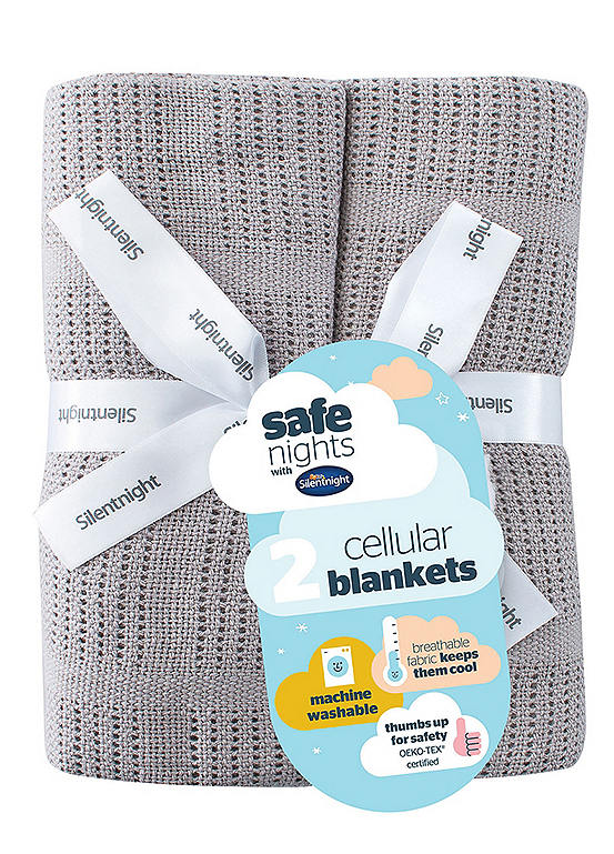 Silentnight Safe Nights Pack of 2 100% Cotton Baby Cellular Blankets