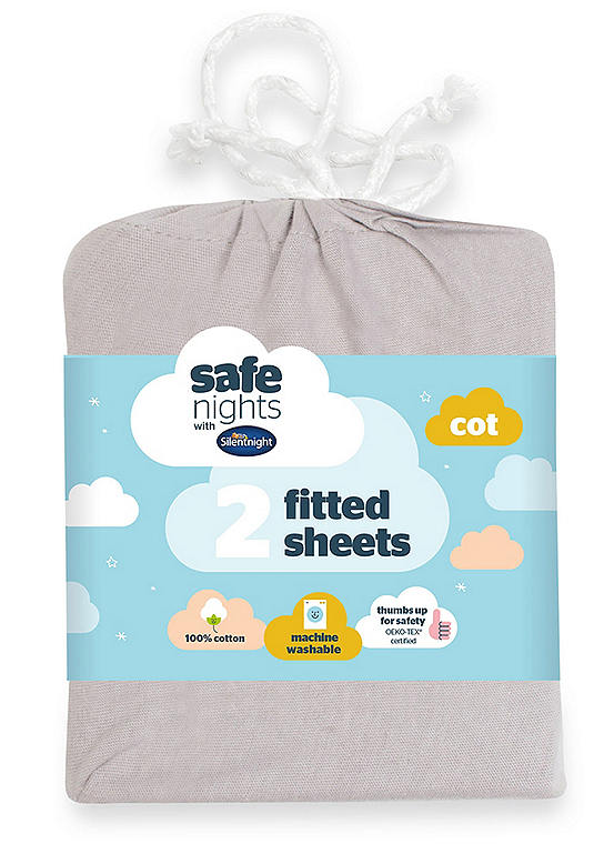 Silentnight Safe Nights Pack of 2 Cot 100% Cotton Fitted Sheets