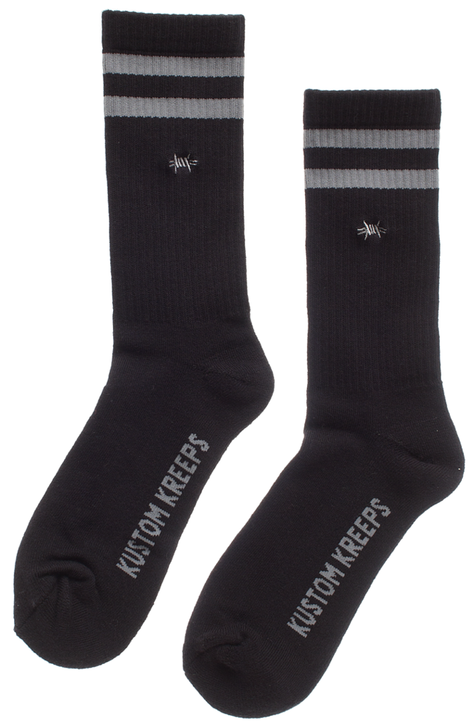 Kustom Kreeps - Barbed Wire Embroidered Guys Socks by Grin Entertainment Store