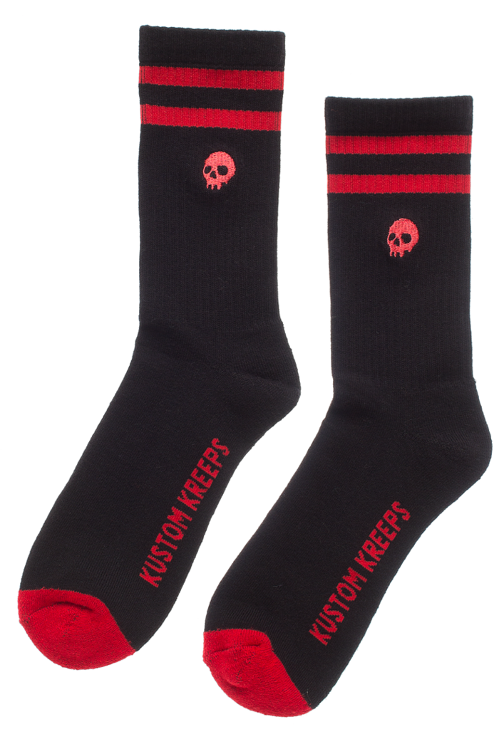 Kustom Kreeps - Steampunk Skull Embroidered Socks by Grin Entertainment Store