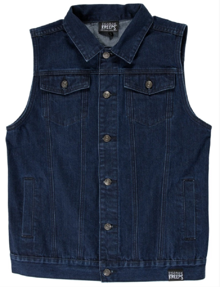 Kustom Kreeps - Rockabilly Denim Blue Vest by Grin Entertainment Store