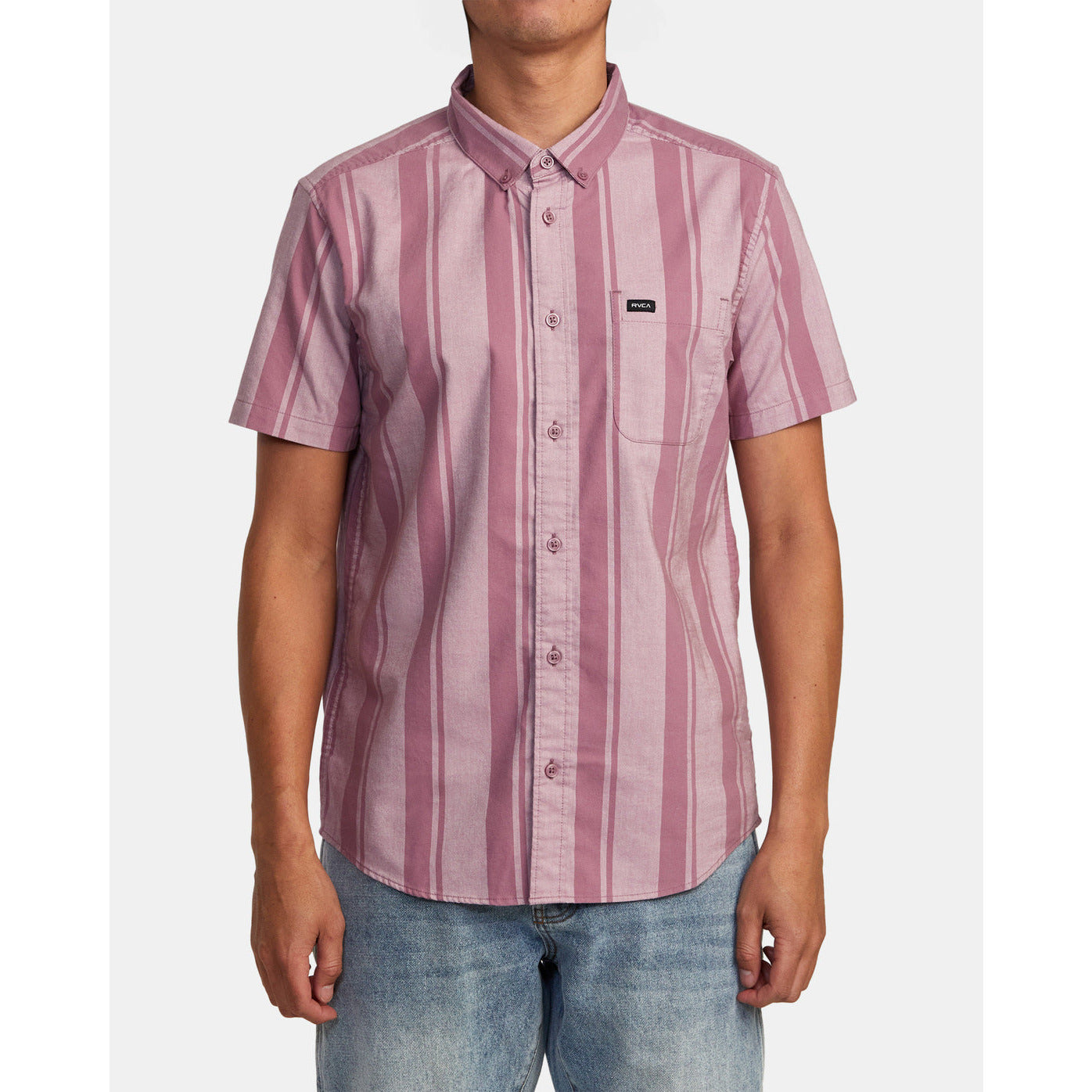 RVCA 'That'll Do' Short Sleeve Shirt - Lavender Stripe