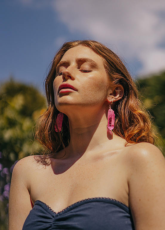 Xander Kostroma 14ct Gold Plate Pink Agate Earrings