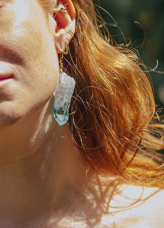 Xander Kostroma 14ct Gold Plate Sky Blue Agate Earrings