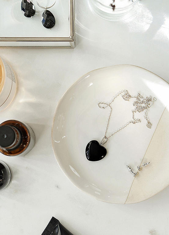 Xander Kostroma 925 Sterling Silver Black Obsidian Heart Pendant Necklace