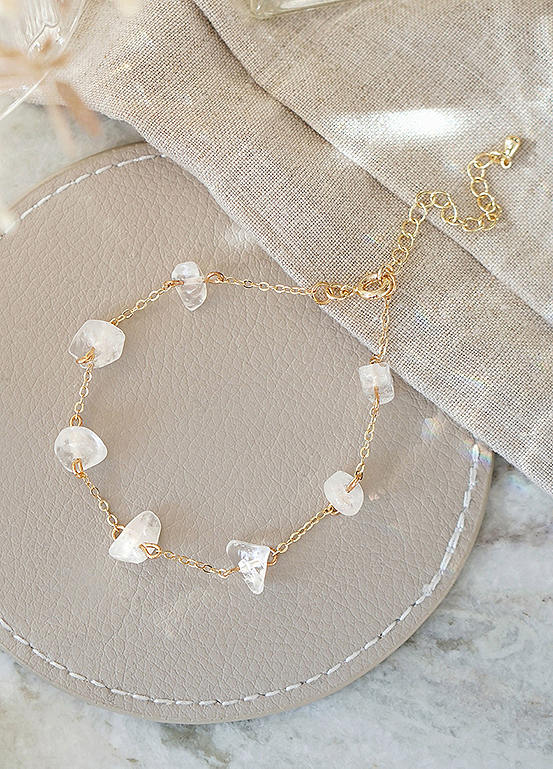 Xander Kostroma Gold Tone Raw Quartz Stone Crystal Bracelet