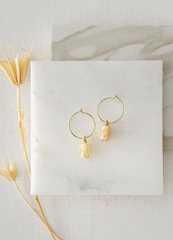 Xander Kostroma Gold Wire Citrine Hoop Earrings