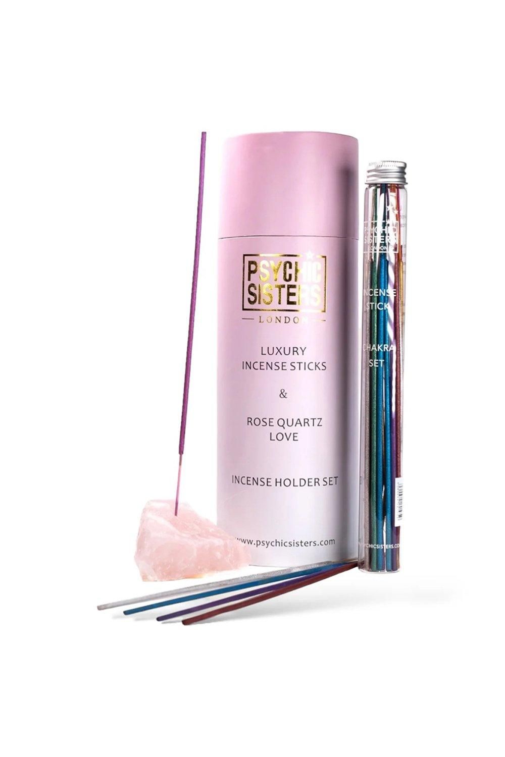 Rose quartz incense & holder set